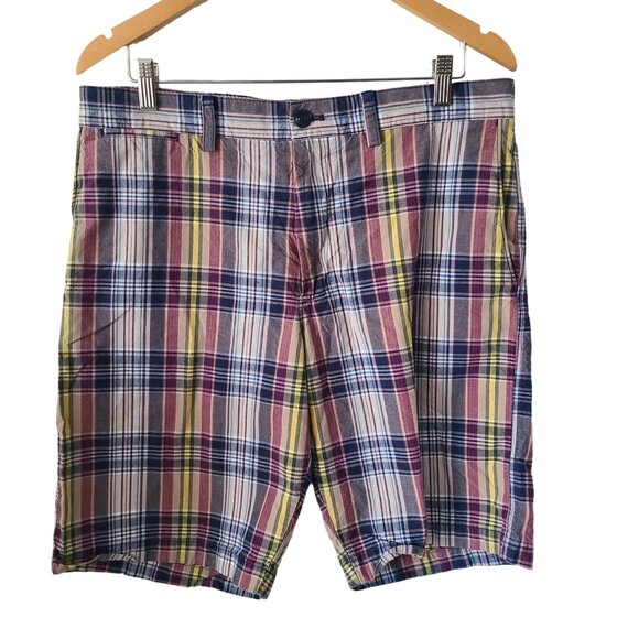 Banana Republic US Size 34 100% Cotton Plaid Multicolored Shorts 10" Inseam - Picture 1 of 12